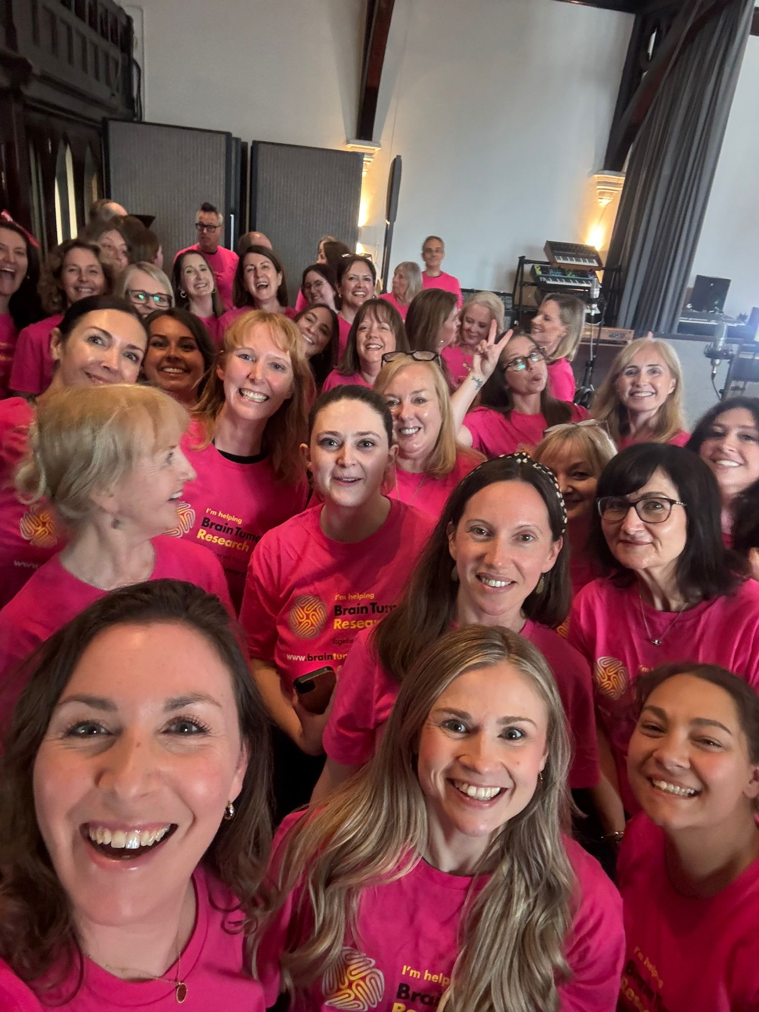SLYMI members celebrating their Brain Tumour Research recording